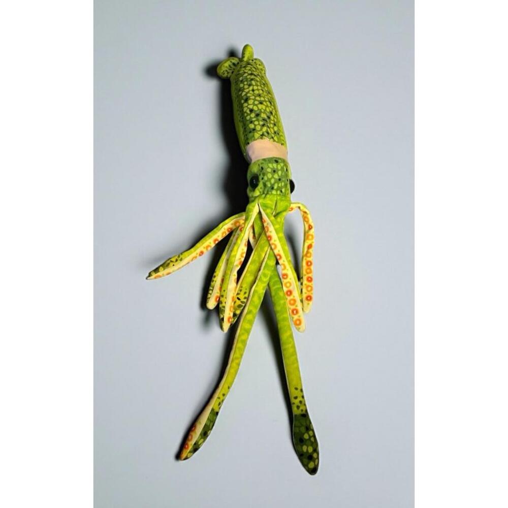 Wild Republic Realistic Giant Squid Plush Stuffed Animal Green Yellow Orange 30"